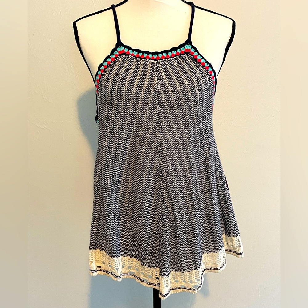 Navy and White Mossimo Knitted Tank Top